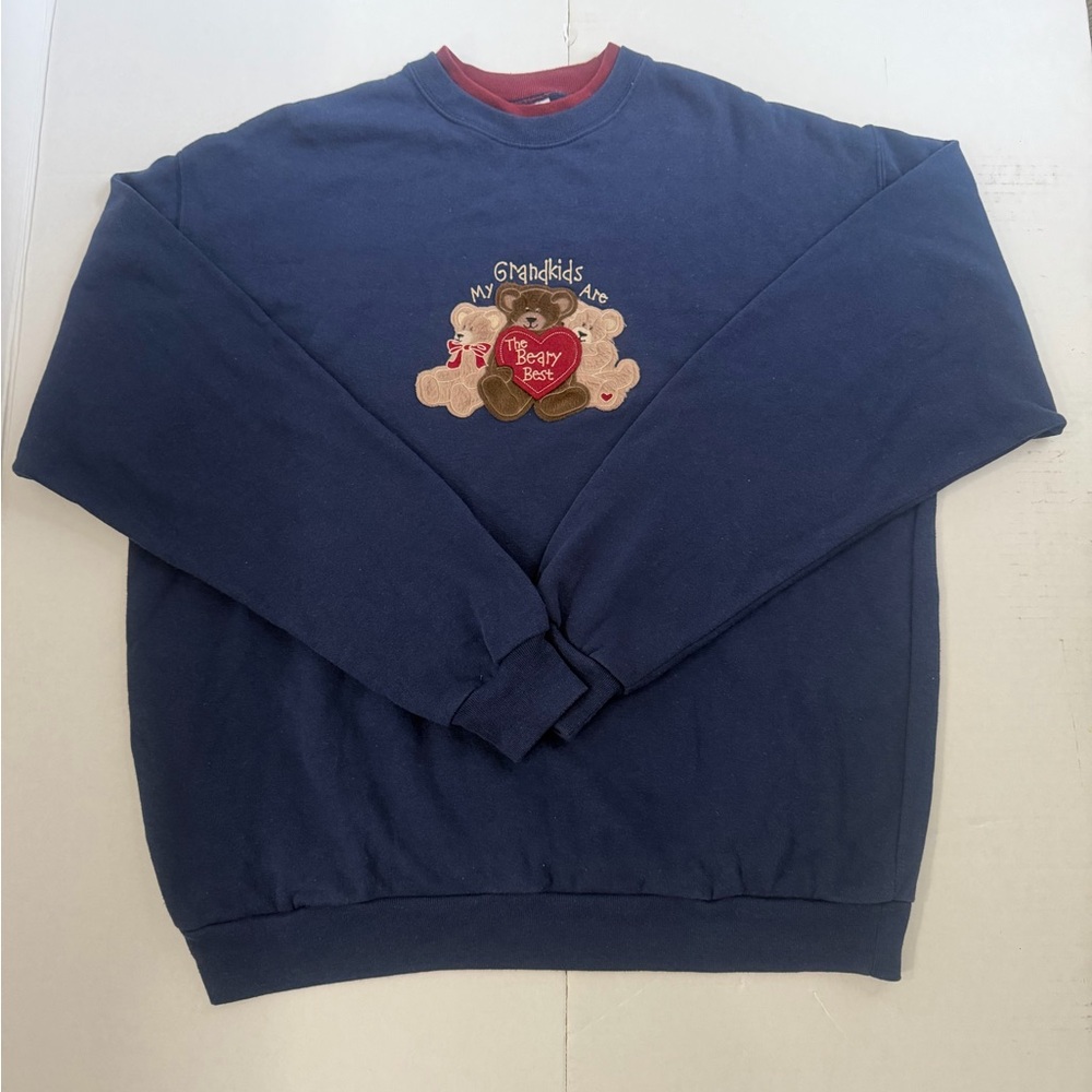 Vintage Grandma Teddy Bear Sweatshirt Grandkids Are My Beary Best Womens 1X